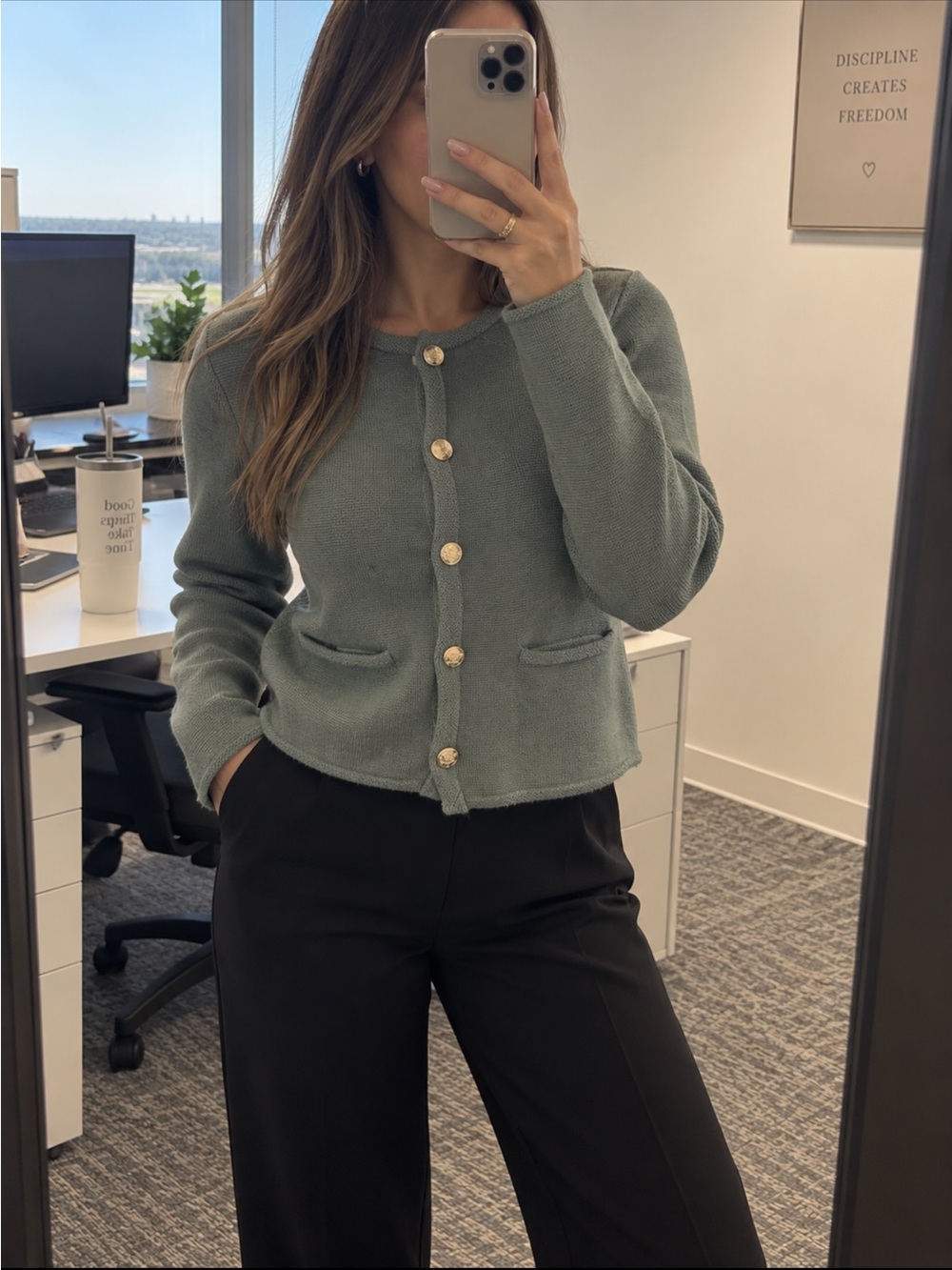 Abercrombie & Fitch Olive-Green Knit Button Cardigan